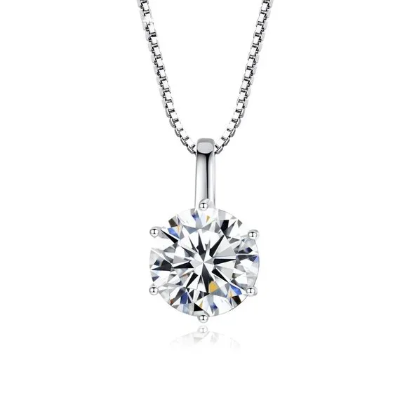 Certified 1ct. t.w. Diamond Round Necklace 18k White Gold over Italy Silver - Picture 3 of 15
